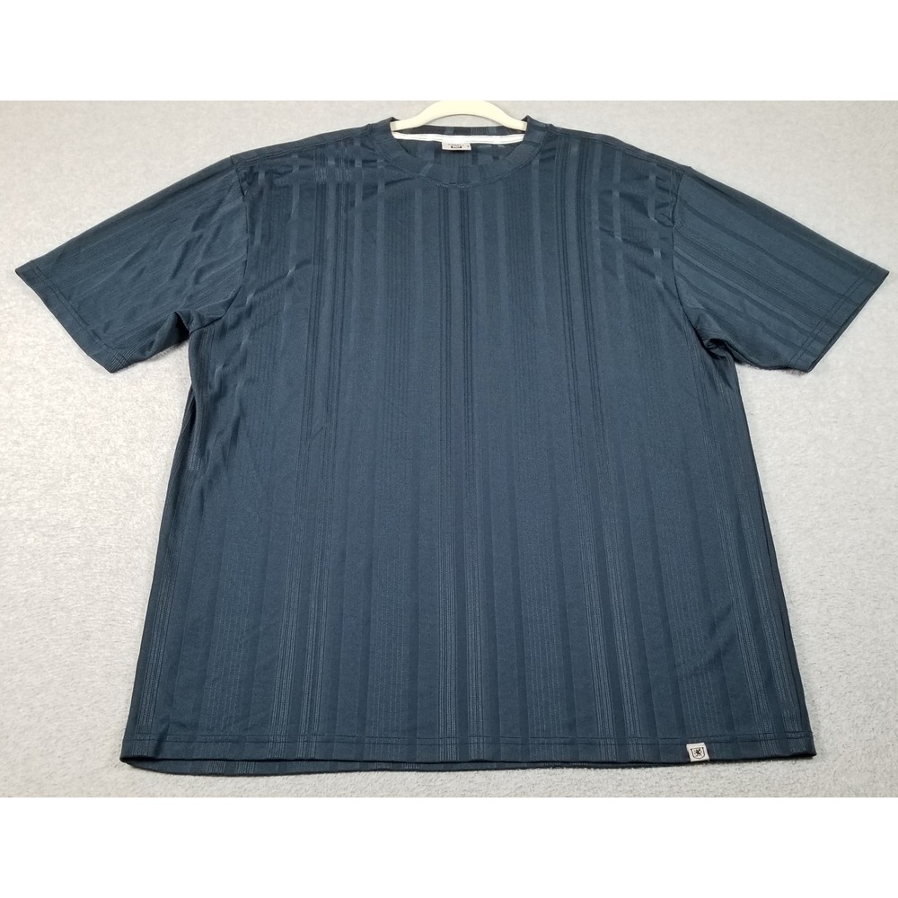 Stacy Adams T Shirt Men's 2XLT 2XL Tall Blue Vertical Stripe Ribbed Stretch Tee